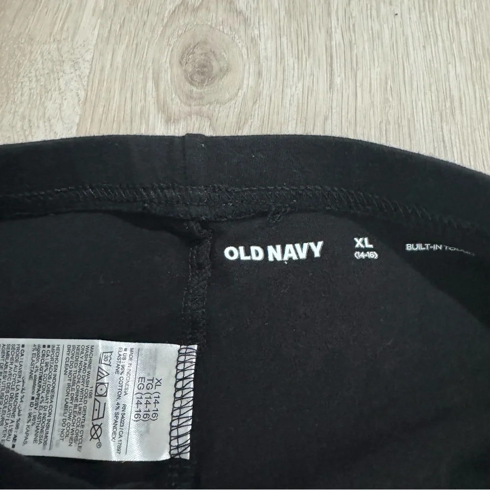 Kids Old Navy Girls Black Cotton Stretch Leggings Pants XL 14/16